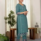 Silk Blend Embroidered Straight Kurta with Pant & Dupatta