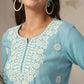 Rayon Chikankari Straight Round Neck Short Kurti