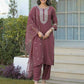 Silk Embroidered Straight Round Neck Kurta with Pant & Dupatta