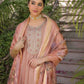 Silk Embroidered Round Neck Flared Kurta with Pant & Dupatta