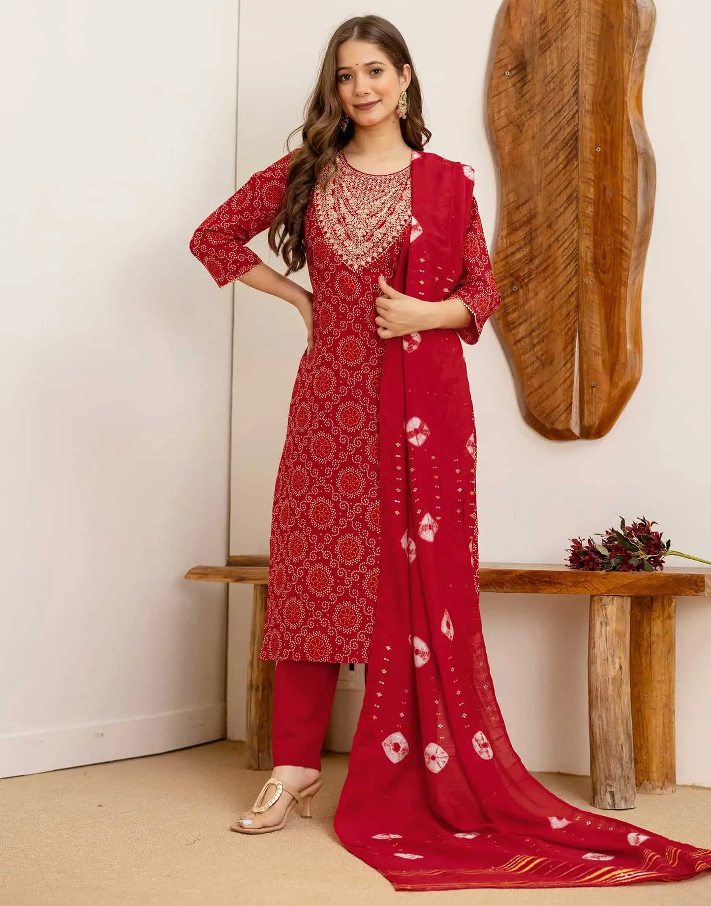 Cotton Printed Straight Kurta with Pant & Dupatta