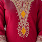 Cotton Blend Embroidery and Sequins Work Straight Kurta with Pant & Dupatta