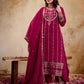 Pink Silk Embroidered Kurta Set with Pant & Dupatta