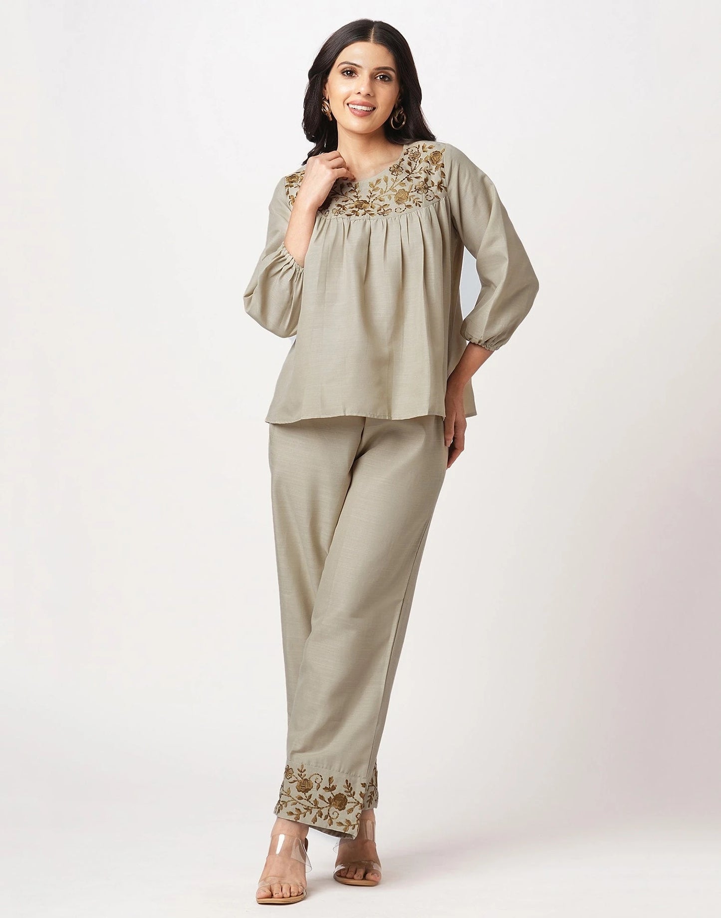 Affordable Beige cotton co-ord set