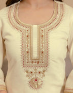 Skylee Silk Blend Embroidered Straight 3 Piece Kurta Set For Woman