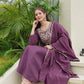 Silk Anarkali Embroidery Round Neck Kurta with Pant & Dupatta