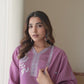 Purple Silk Embroidered Straight Kurta Set with Pant & Dupatta for Women Office & Casual Wear under 1299