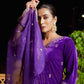 Velvet Sequins, Embroidery and Lace Straight Kurta with Pant & Dupatta