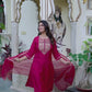 Maroon silk straight kurta set with dupatta under 799 festive wear