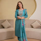 Silk Embroidered Straight Kurta with Pant & Dupatta