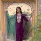 Silk Embroidery, Embroidery Lace Straight Kurta with Pant & Dupatta