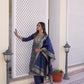 Silk Blend Weaving, Embroidery and Sequins Work A-Line Kurta with Pant & Dupatta