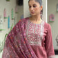 Silk Blend Embroidered Straight Kurta with Pant & Dupatta