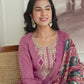 Silk Embroidered Straight Kurta with Pant & Dupatta