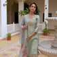 Silk Embroidered Straight Kurta with Pant & Dupatta