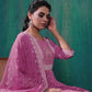 Dusty Pink Silk Pigment Print Round Neck 3/4 Sleeve Anarkali Kurta Set With Pant & Dupatta