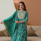 Blue Silk Printed Anarkali Kurta Set with Pant & Dupatta Affordable Ethnic Wear for Festive & Wedding