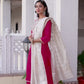 Silk Embroidered Straight Kurta with Pant & Dupatta
