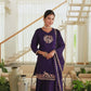 Elegant Purple Silk Embroidered Kurta Set with Sharara & Dupatta Perfect Diwali & Wedding Ethnic Wear