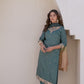 Silk Blend Embroidery, Sequin Work and Embroidery Lace Straight Kurta with Pant & Dupatta