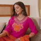 Silk Blend Embroidered Straight Kurta with Pant & Dupatta