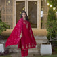 Velvet Straight Embroidered V-Neck Kurta with Pant & Dupatta