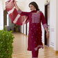 Silk Blend Pigment Printed and Printed Lace Straight Kurta with Pant & Dupatta
