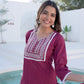 Cotton Embroidery and Mirror Work A-Line Kurta with Pant & Dupatta
