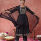 Black Cotton Printed Anarkali Kurta Set with Pant & Dupatta Festive Kurti Set Under 1299