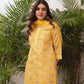 Cotton Blend Foil Printed and Gota Lace Straight Kurta with Pant & Dupatta