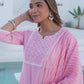 Cotton Embroidery and Mirror Work A-Line Kurta with Pant & Dupatta