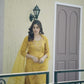 Mustard Yellow Silk Plain Sweetheart Neck 3/4 Sleeve Straight Kurta Set With Pant & Dupatta