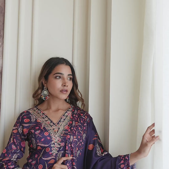Blue Cotton Printed Straight Kurta Set with Pant & Dupatta for Women under 1299