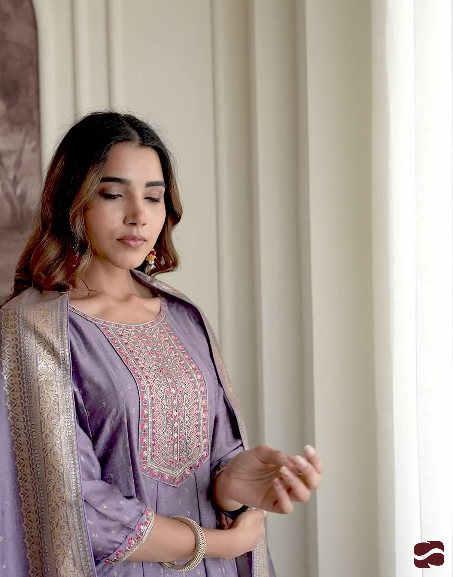 Purple Silk Printed Anarkali Kurta Set with Pant & Dupatta for Women Affordable Embroidered Festive Wear