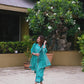 Silk Blend Foil Print and Lace Straight Kurta with Pant & Dupatta