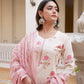 Cotton Floral Printed, Fabric Lace A-Line Kurta with Pant & Dupatta