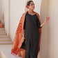 Silk Blend Gota Lace Straight Kurta with Pant & Dupatta