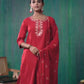 Cotton Blend Embroidered Straight Kurta with Pant & Dupatta