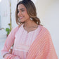 Cotton Embroidery and Mirror Work A-Line Kurta with Pant & Dupatta