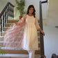 Georgette Solid and Lace A-Line Kurta with Pant & Dupatta