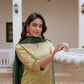 Silk Blend Sequins Work, Embroidery and Embroidery Lace, Printed and Foil Printed Straight Kurta with Pant & Dupatta