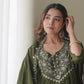 Green Silk Sequin Anarkali Kurta Set with Pant & Dupatta under 1299 