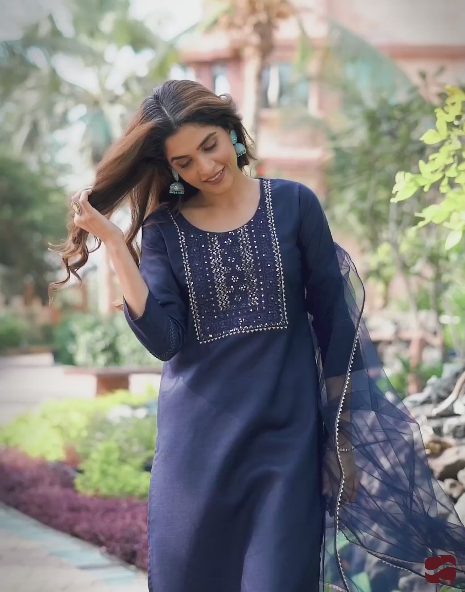 Stylish Blue Straight Kurta Pant and Dupatta for Women