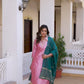 Silk Blend Embroidery and Sequins Work, Weaving, Lace Straight Kurta with Pant & Dupatta