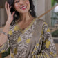 Cotton Straight Printed V-Neck Kurta with Pant & Dupatta