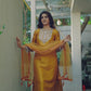 Silk Blend Sequence Embroidery Work and Lace Straight Kurta with Pant & Dupatta