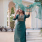 Silk Blend Embroidery and Sequins Work Straight Kurta with Pant & Dupatta