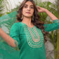 Cotton Blend Embroidery and Lace Straight Kurta with Pant & Dupatta