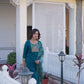 Cotton Blend Weaving and Lace Straight Kurta with Pant & Dupatta