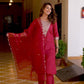 Cotton Embroidery and Sequin Work A-Line Kurta with Pant & Dupatta